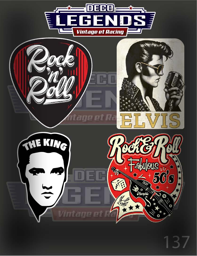 Stickers X4 Rock & Roll Elvis Presley