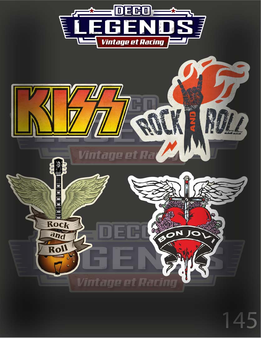 Stickers X4 Rock n Roll Kiss