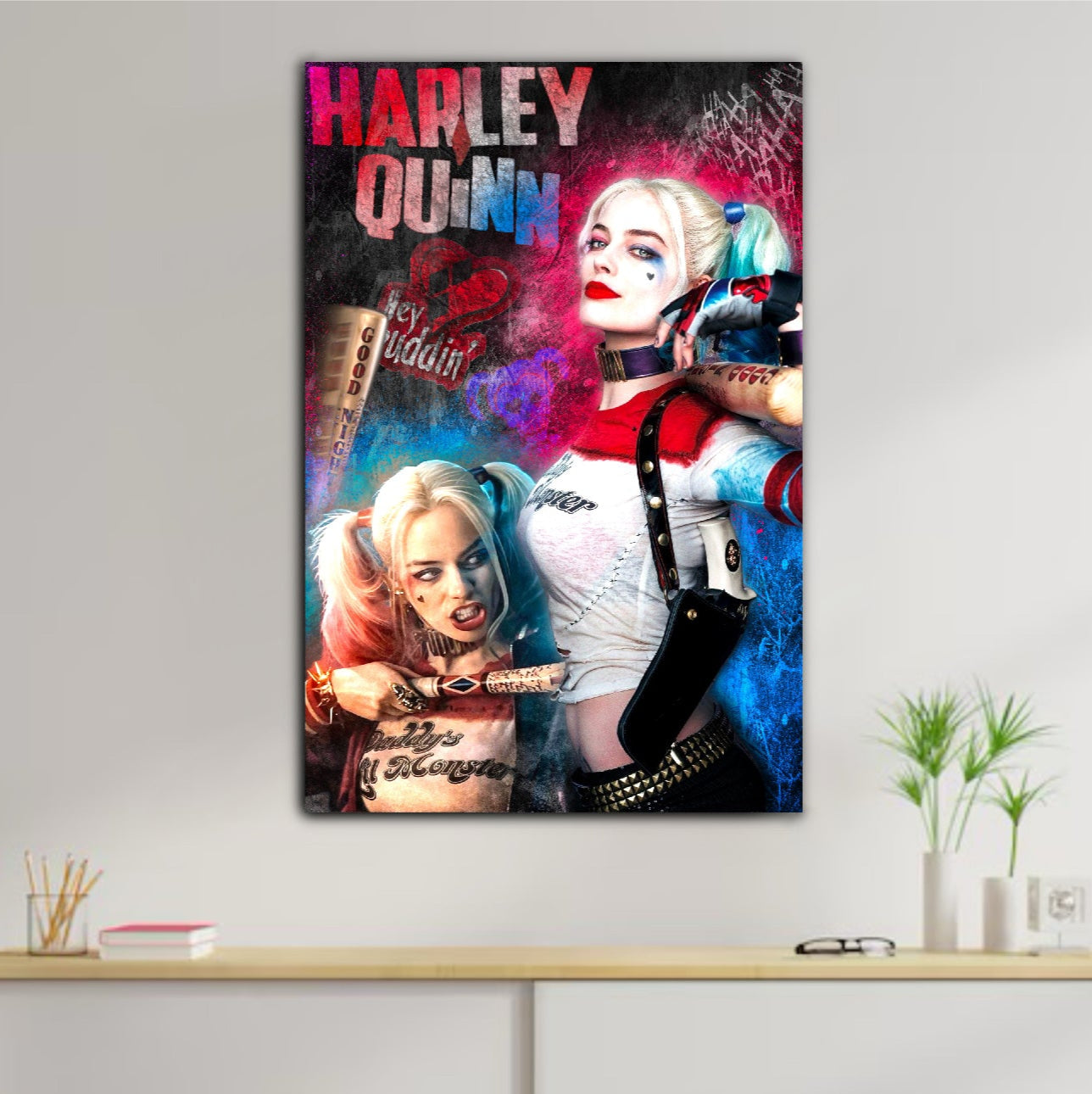 Décoration tableau pop art Harley Quinn