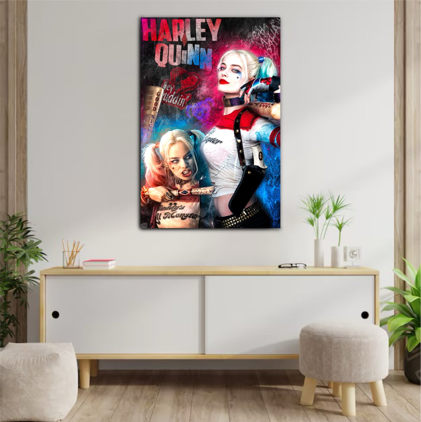 Décoration tableau pop art Harley Quinn