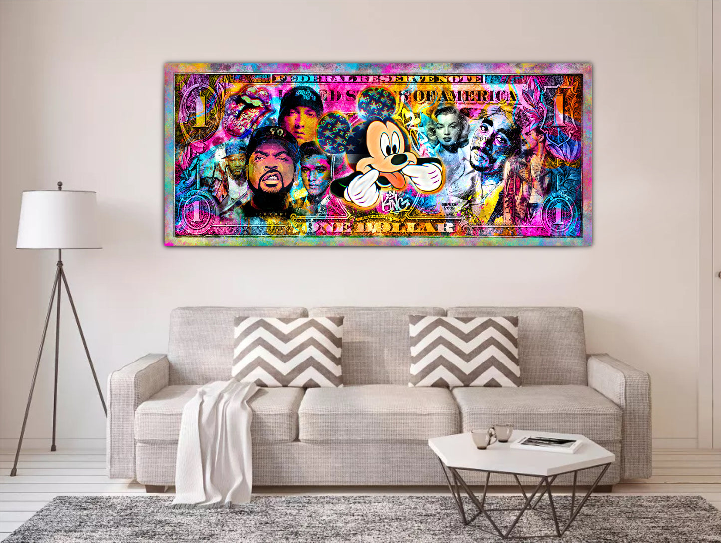 Décoration tableau pop art style billet mickey