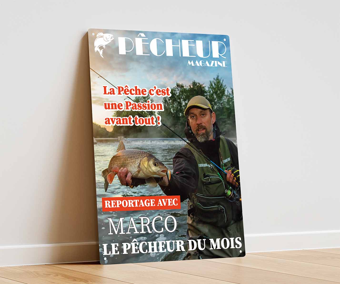 Couverture de magazine pêcheur personnalisée
