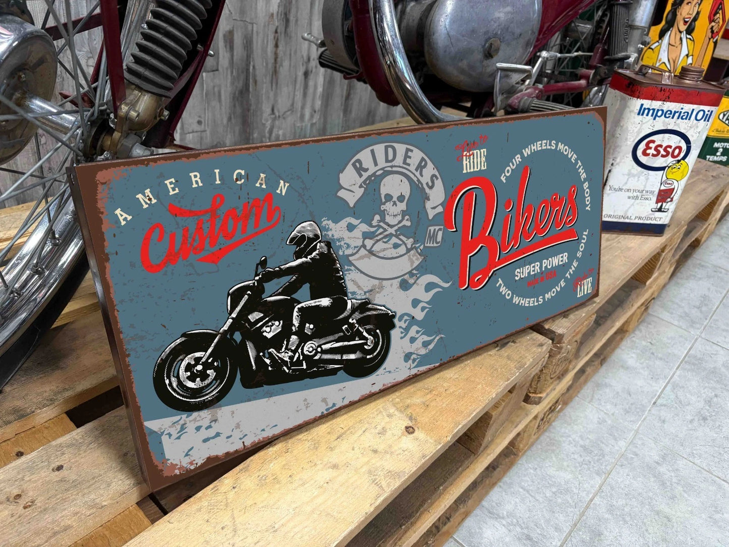 Plaque tôle Bikers custom usa