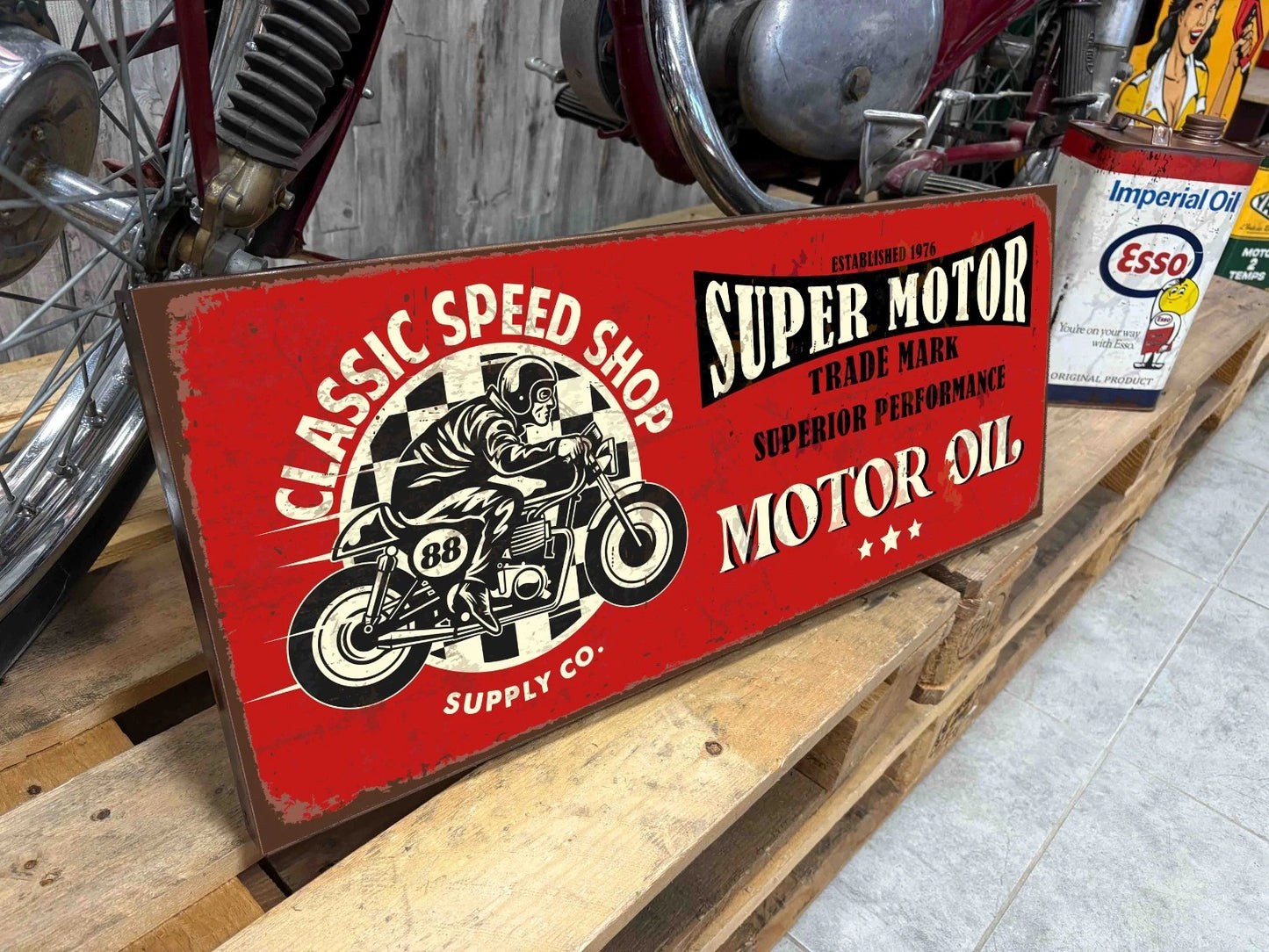 Plaque tôle Classic Speed Shop Motor Oil