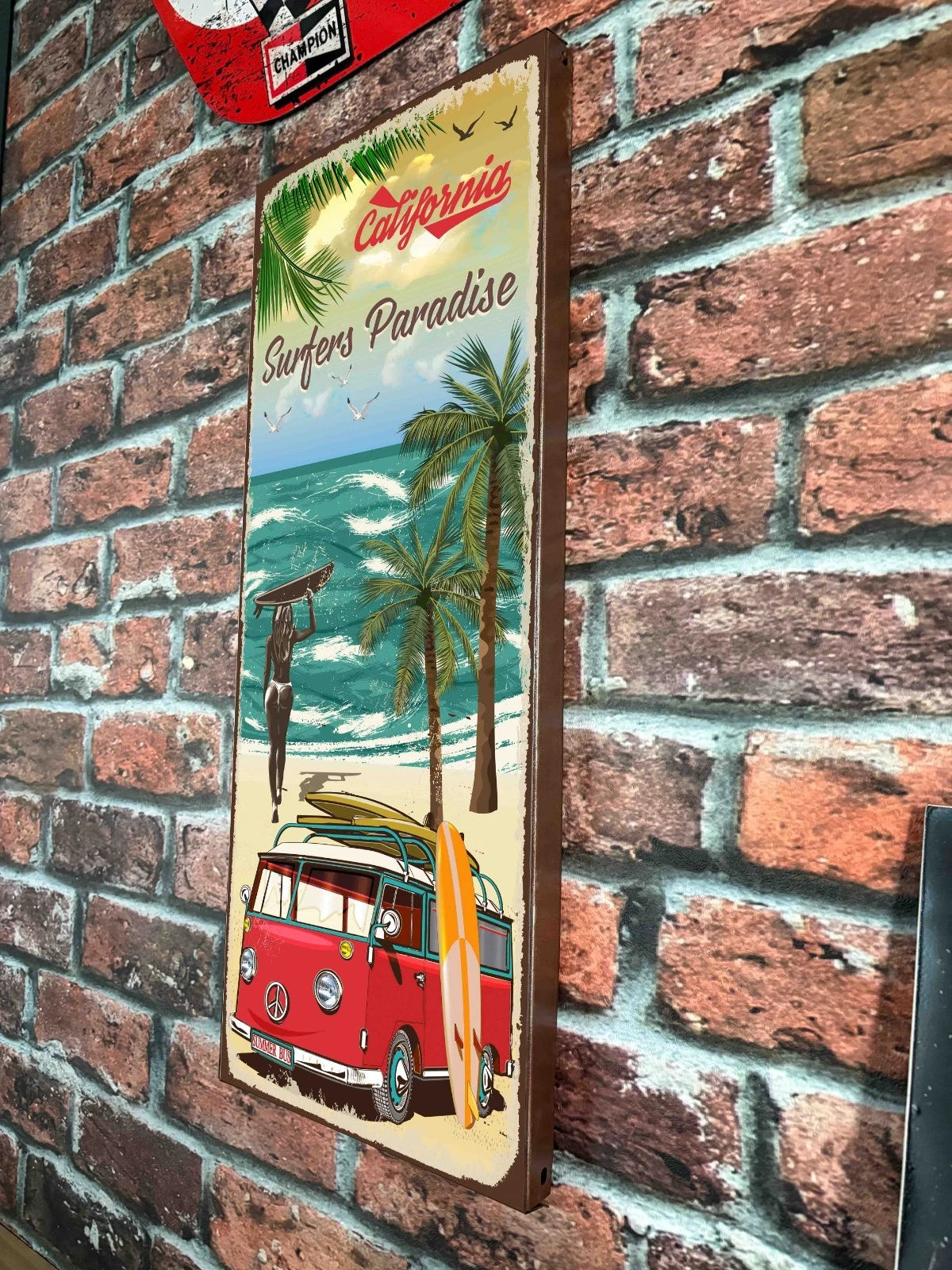 Plaque tôle Van life surf california