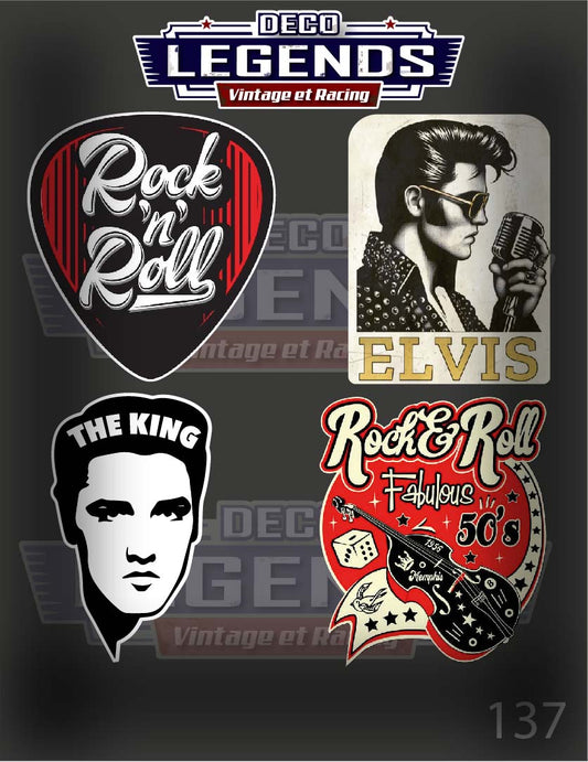 Stickers X4 Rock & Roll Elvis Presley