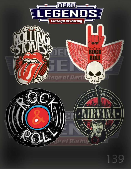 Stickers X4 Rolling Stones Nirvana Rock
