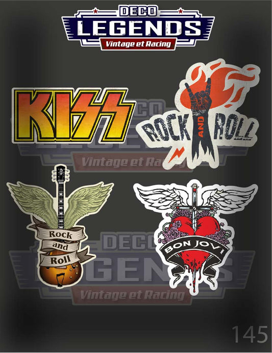 Stickers X4 Rock n Roll Kiss