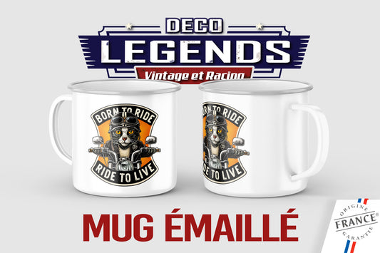 Mug émaillé Chat Biker