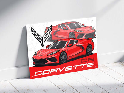 Plaque déco Corvette C8