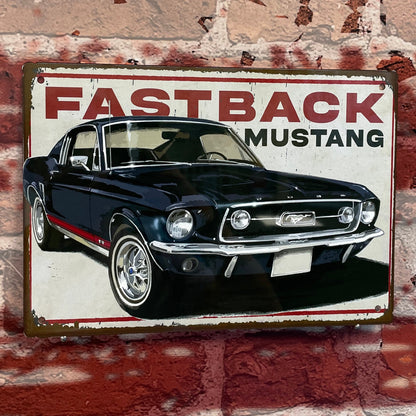 Plaque métal Ford mustang fastback 1967