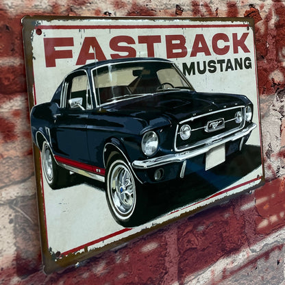 Plaque métal Ford mustang fastback 1967