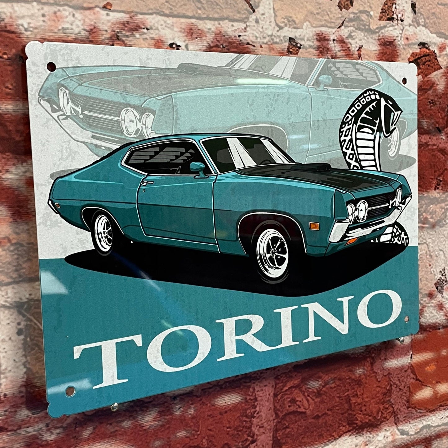 Plaque métal Ford torino cobra