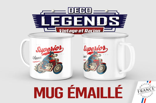 Mug émaillé Loup motorcycle