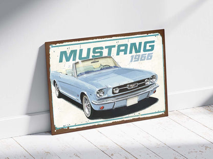 Plaque déco mustang cabriolet 1966