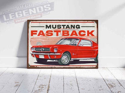 Plaque déco mustang fastback rouge