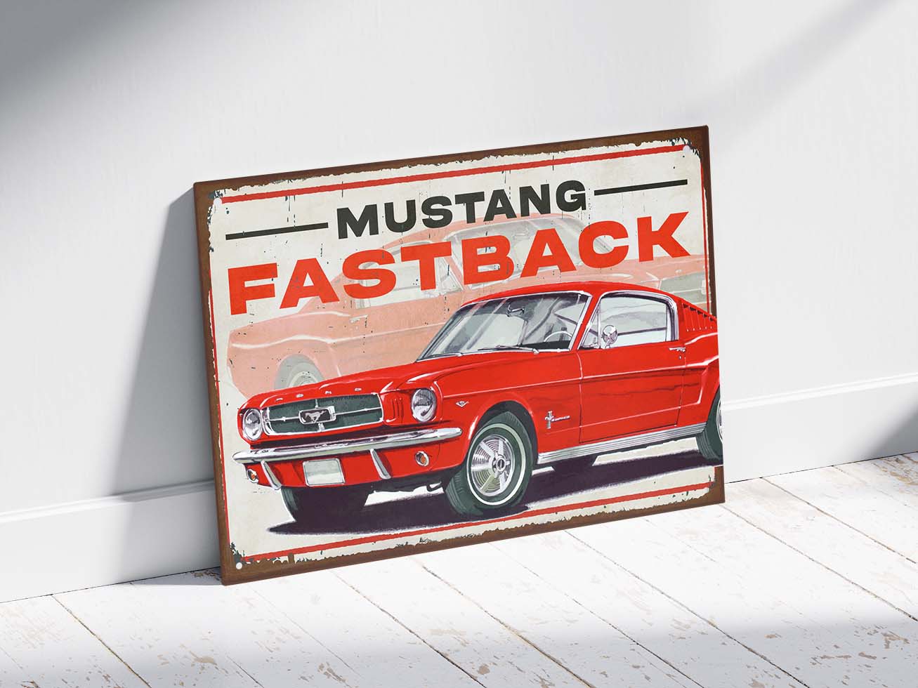 Plaque déco mustang fastback rouge