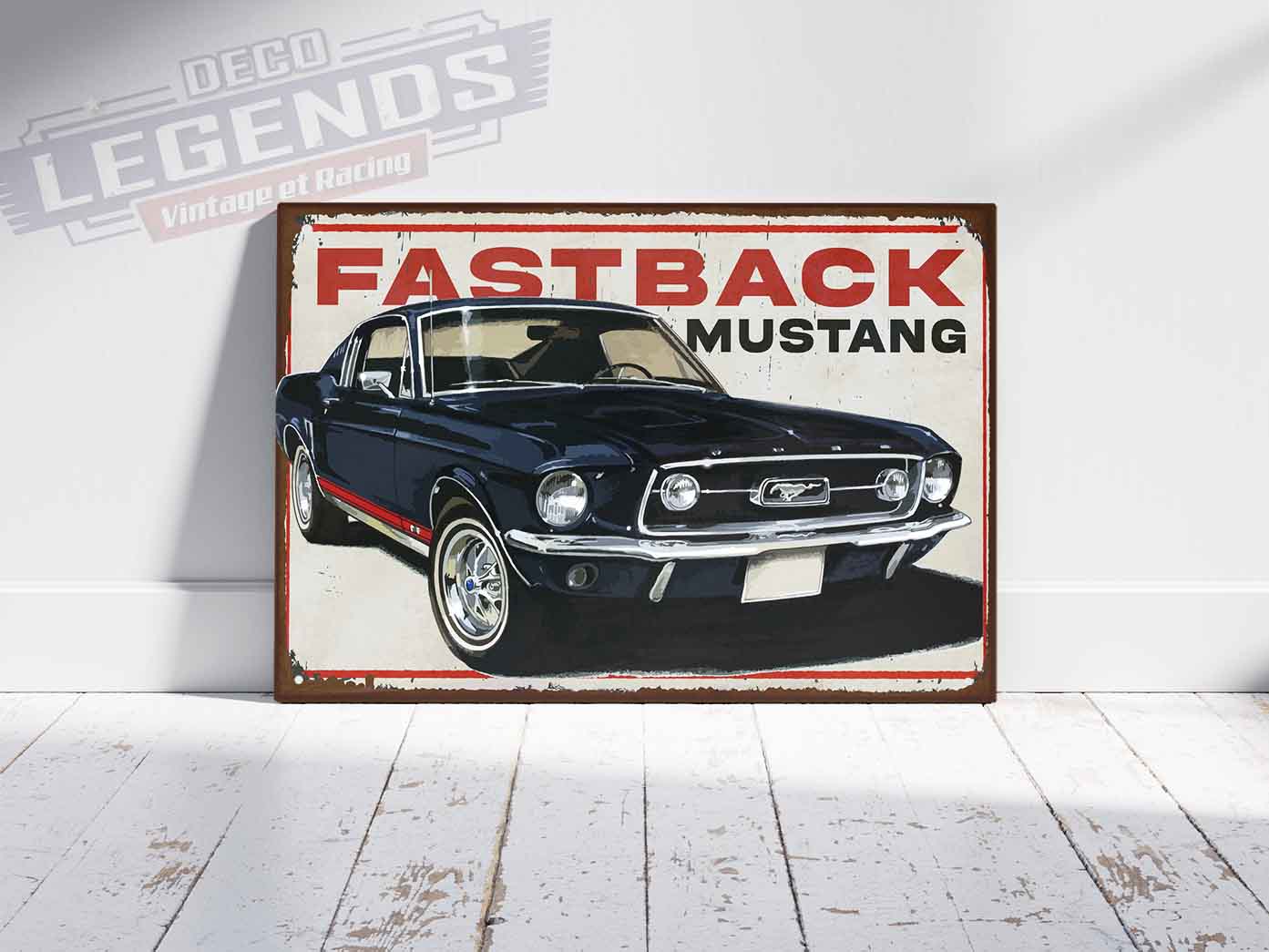 Plaque déco mustang fastback noir