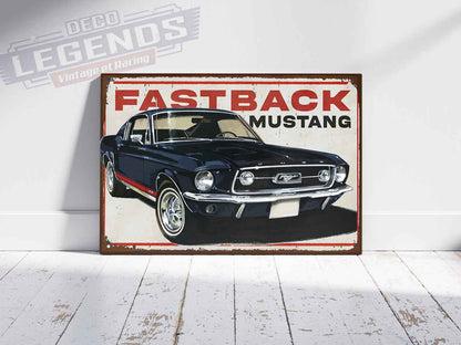 Plaque déco mustang fastback noir