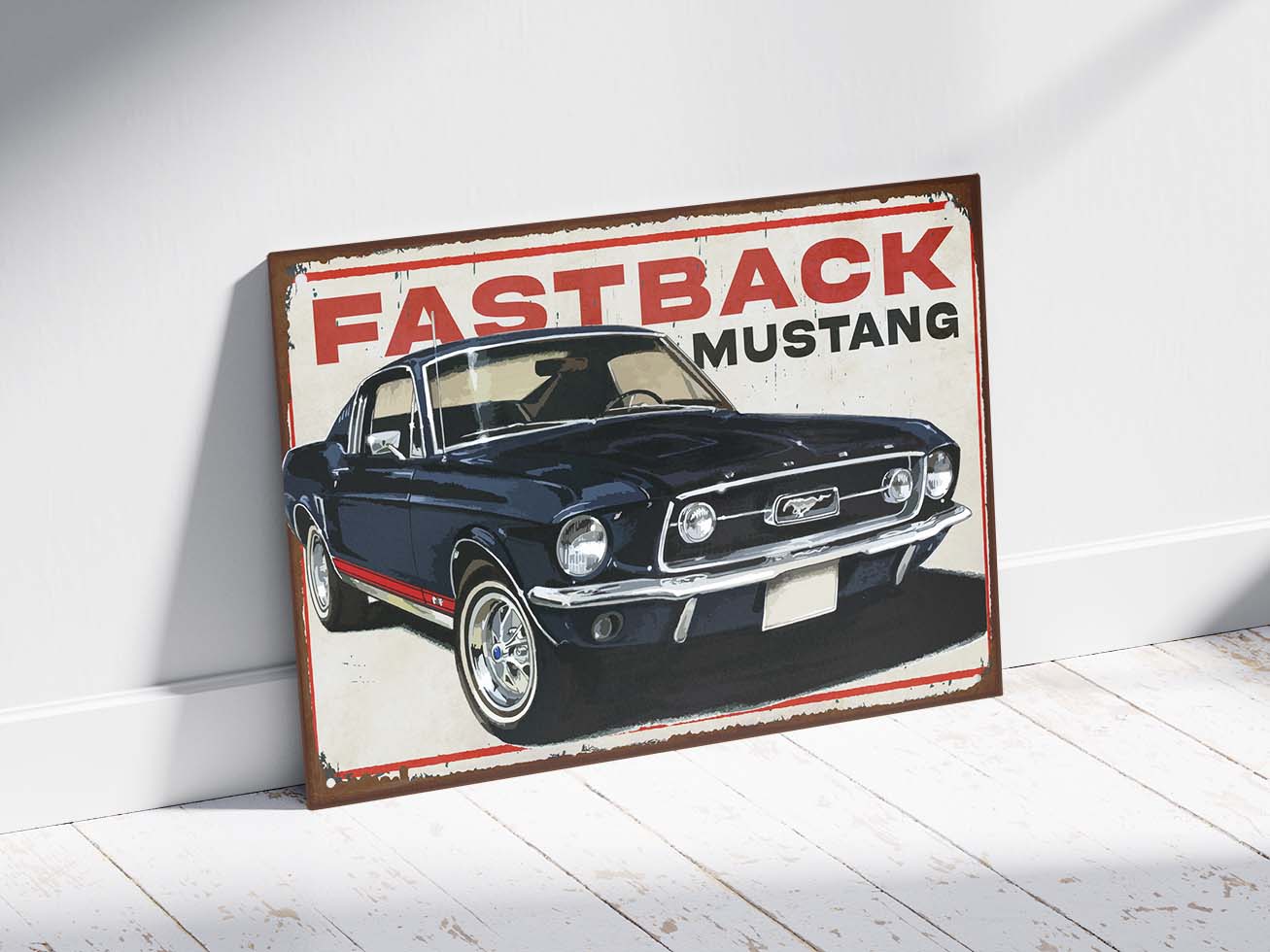 Plaque déco mustang fastback noir