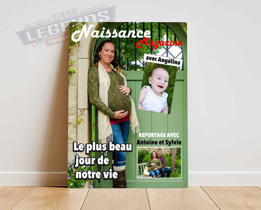 Couverture de magazine naissance personnalisée