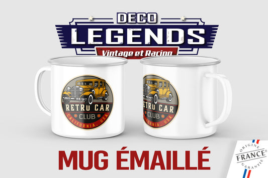 Mug émaillé retro car