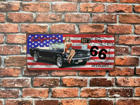 Plaque tôle Mustang cabriolet route 66