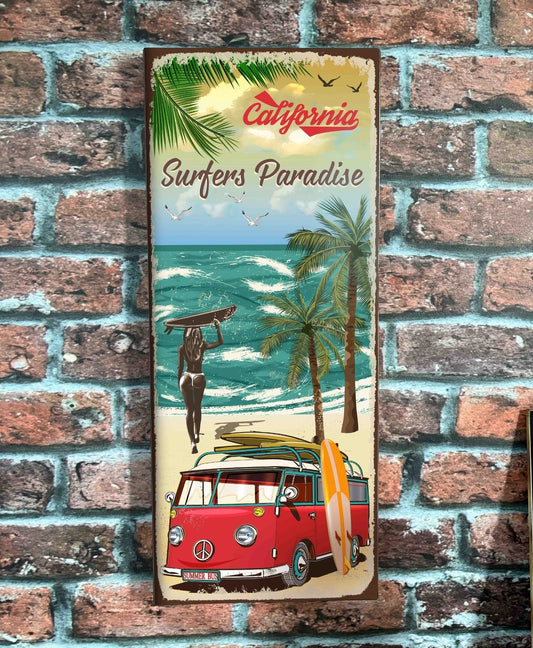 Plaque tôle Van life surf california