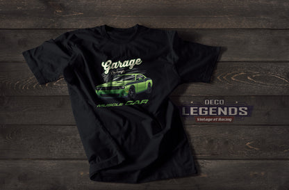 T-shirt voiture américaine dodge challenger muscle car garage