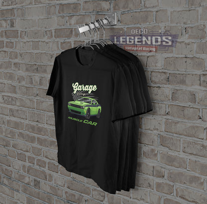 T-shirt voiture américaine dodge challenger muscle car garage